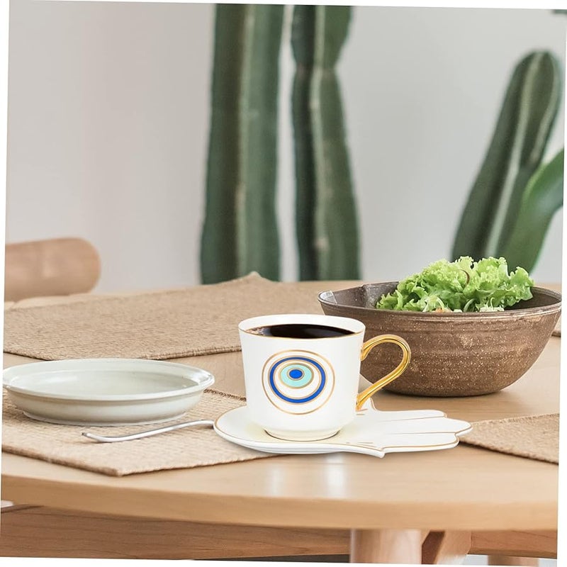 White Blue Coffee Set Smooth Rim Tea Cup For Afternoon Tea Home Bar Restaurant - Image 4
